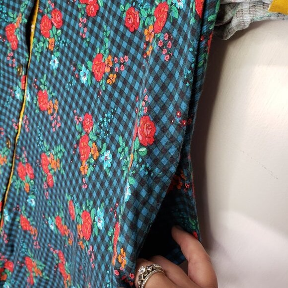 Matilda Jane Choose Your Own Path Shirt Dress S Teal Floral Button Down - Picture 8 of 11